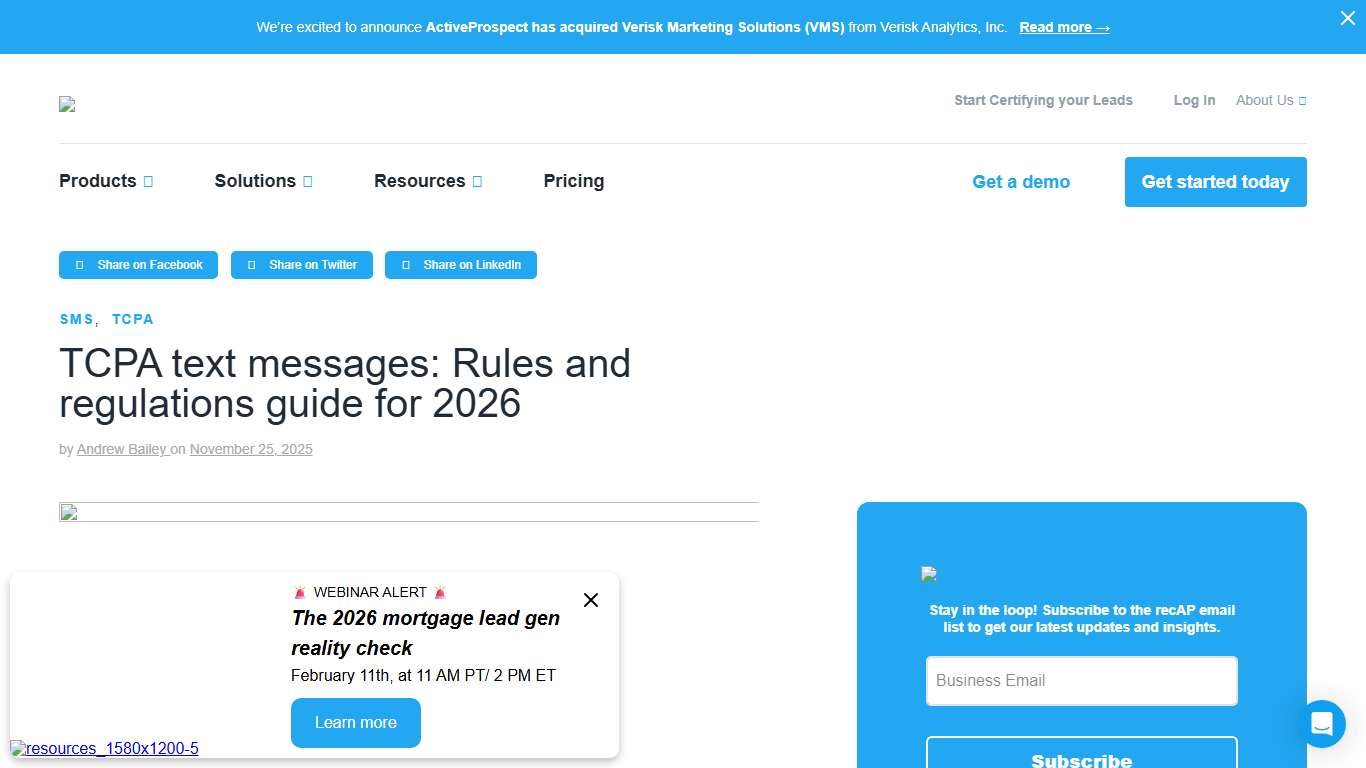 TCPA text messages: Rules and regulations guide for 2026 - ActiveProspect